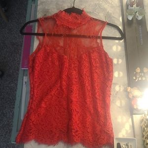 Banjul red lace top